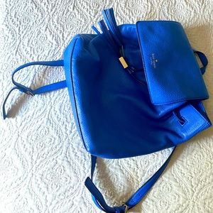 Kate Spade royal blue leather backpack